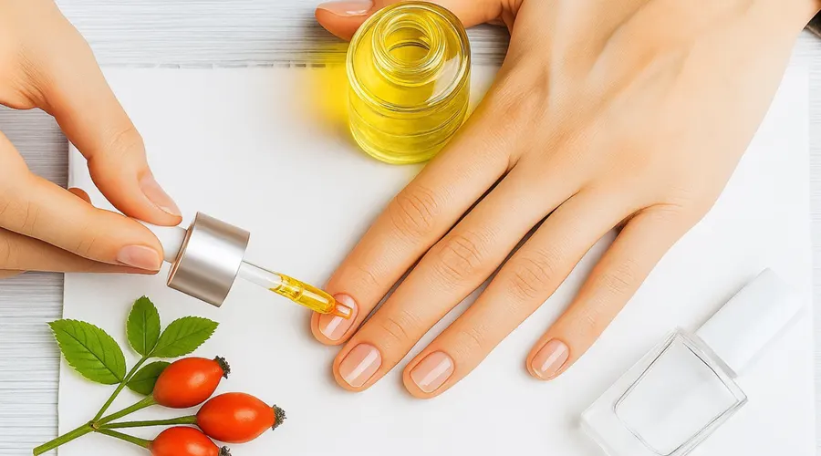 ماساژ روغن رزهیپ روی ناخن برای تقویت و درخشش طبیعی